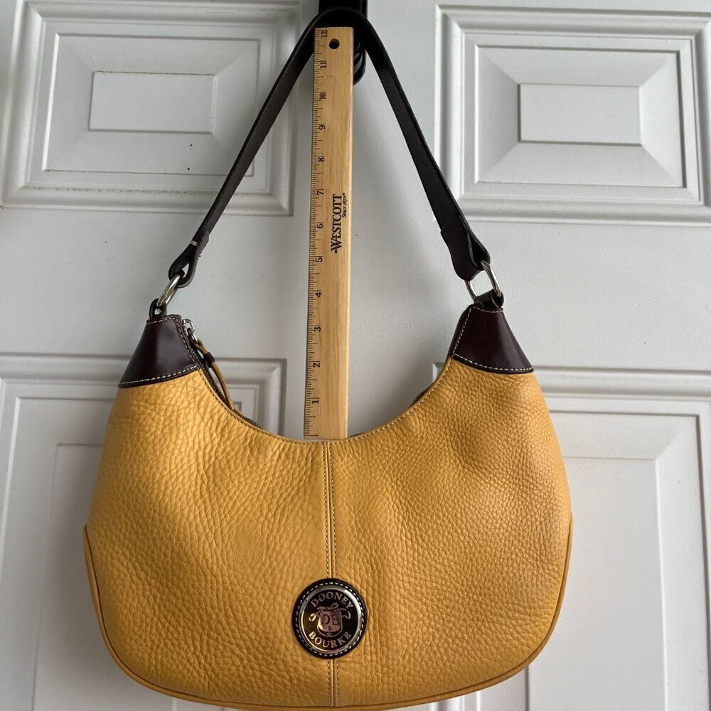 Dooney & Bourke Hobo Shoulder Handbag Pebbled All-Weather Leather Yellow Mustard - Picture 8 of 16
